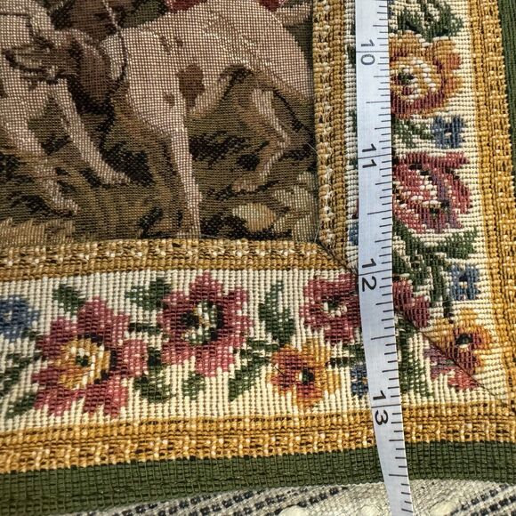 French style VTG Tapestry Wall Hanging Cottagecore Country Cottage Dog Horse - Picture 6 of 6